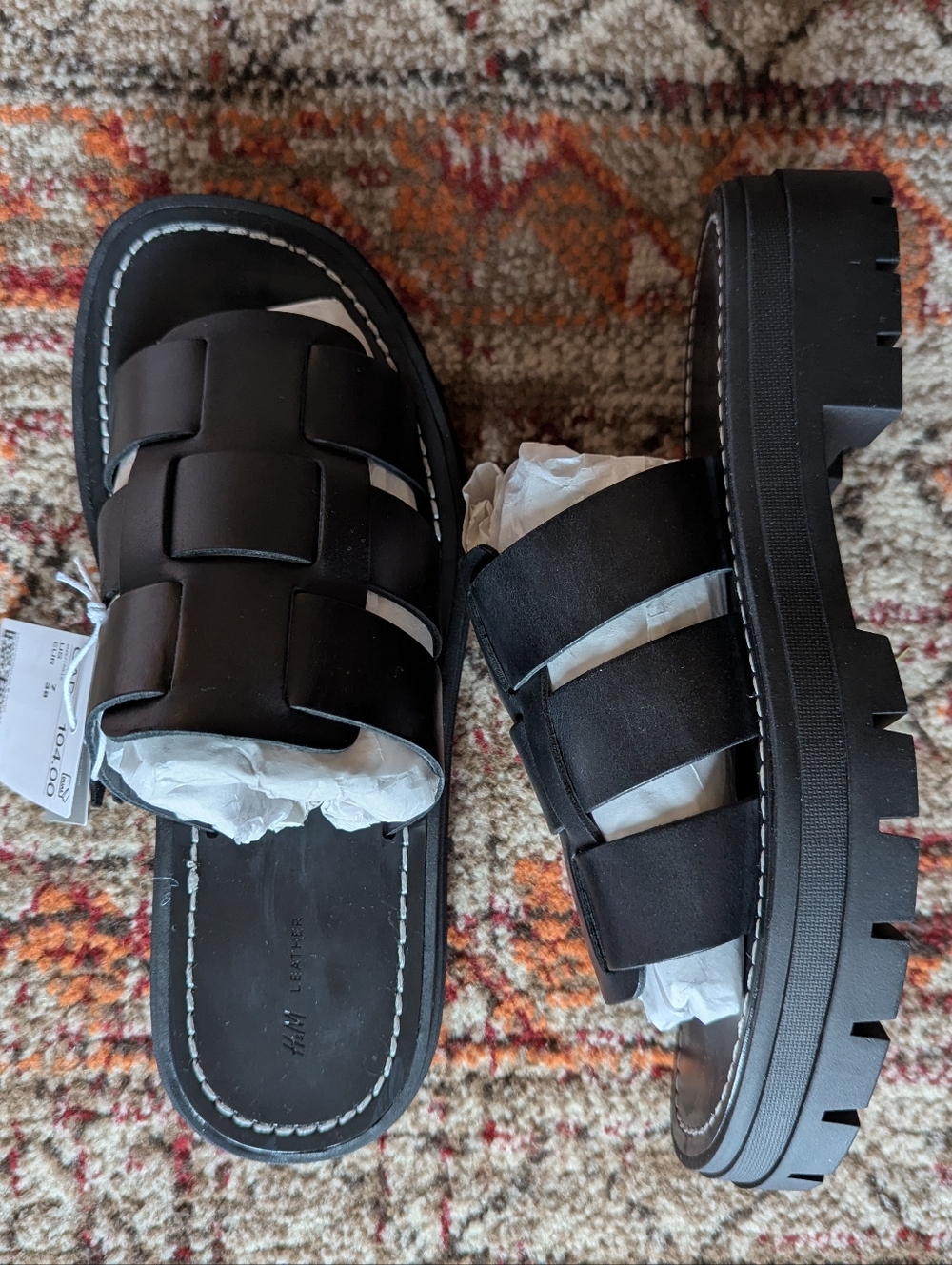 H&M Black Chunky Leather Sandals - Picture 3 of 5